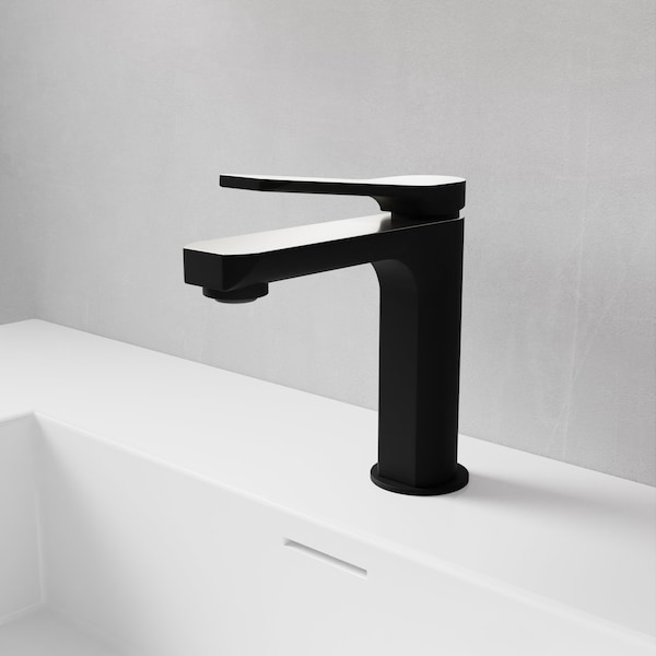 1-Handle Bathroom Faucet In Matte Black And Brushed Nickel